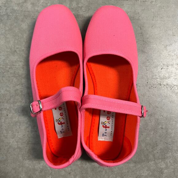 On Your Feet US 5.5 VINTAGE Y2K Kung Fu Womens Pink Mary Jane Buckle Strap Flats - Picture 7 of 11